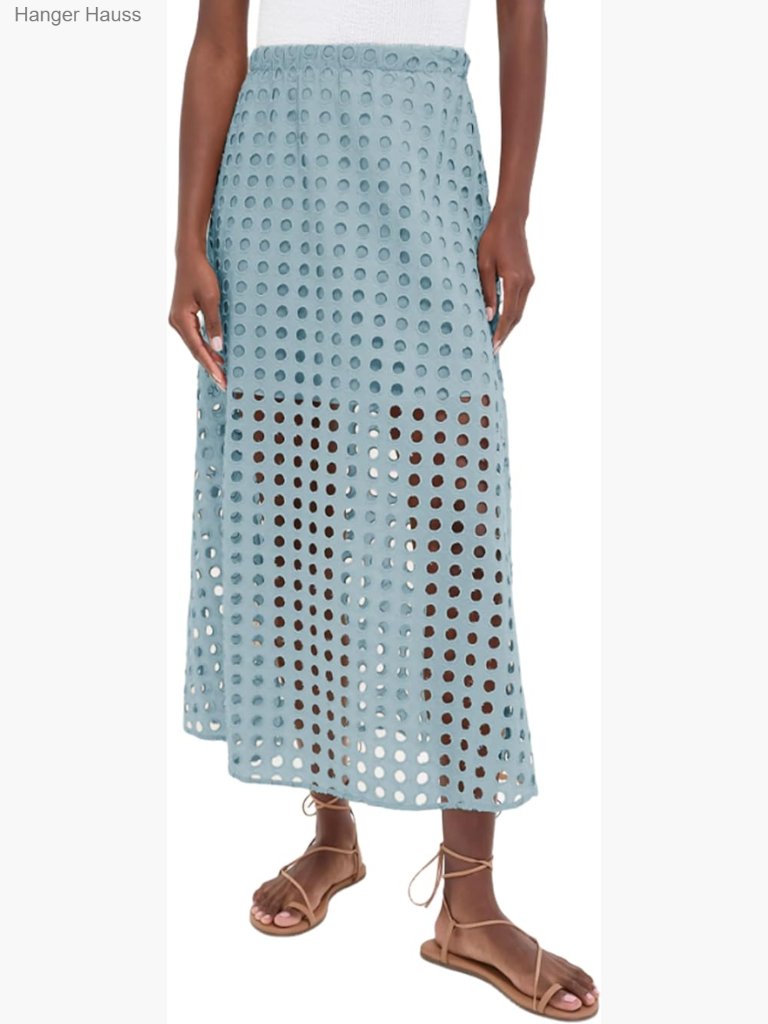 Women's Cotton Eyelet Maxi Skirt With Slip Lining - Casual Long Skirt